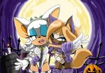  anthro bride candle clothed clothing cosplay dangerous_beast fangs female food fox_gungrave fruit halloween holidays idw_publishing looking_at_viewer moon one_eye_closed plant pumpkin rouge_the_bat sonic_(series) sonic_the_hedgehog_(idw) teeth tongue whisper_the_wolf wings wink 