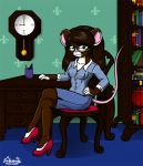  2009 book bookshelf clock clothed clothing desk eyewear female furniture mammal mouse murid murine rodent saillestraife solo 