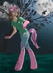  animal_humanoid baby_blue_bell blue_eyes bottomwear breasts clothing cloud equid equid_humanoid equine equine_humanoid female goo_transformation horse_humanoid humanoid jeans mammal mammal_humanoid moon my_little_pony night outside pants shirt solo standing surprise topwear transformation tree 