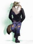  2019 anthro aomori black_nose canid canine canis clothed clothing digital_media_(artwork) fur hair male mammal solo standing wolf 