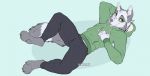  2019 4_toes 5_fingers anthro barefoot canid canine canis clothing digital_media_(artwork) domestic_dog eyebrows eyelashes fingers green_clothing green_eyes green_hoodie green_topwear hoodie male mammal senimasan simple_background solo toes topwear 