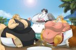  alicia_(biglovealicia) amy_(biglovealicia) beach belly beverage big_belly big_breasts biglovealicia breasts canid canine canis chair clothing deck_(disambiguation) dress female fox furniture huge_breasts hyper hyper_belly mammal morbidly_obese obese obese_female overweight overweight_female patio seaside sun tree wolf 