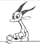  2019 ambiguous_gender antelope anthro bottle bovid chico_(fuel) clothed clothing coffee_mug cup facial_markings fuel_(artist) gazelle greyscale head_markings horn mammal markings monochrome pouring simple_background solo tea_cup white_background 