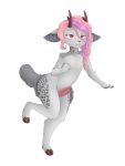  alpha_channel anthro bovid ear_piercing erection girly hair hi_res humanoid_penis kitshokat male mammal nude penis piercing pink_hair simple_background solo transparent_background 