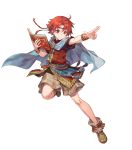  1boy azutarou belt book boots bracelet cape circlet ewan_(fire_emblem) fire_emblem fire_emblem:_the_sacred_stones fire_emblem_heroes full_body highres jewelry official_art red_eyes red_hair solo 