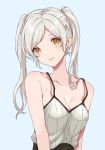  1girl akina_(akn_646) breasts brown_eyes camisole cleavage closed_mouth fire_emblem fire_emblem_awakening highres robin_(fire_emblem) robin_(fire_emblem)_(female) simple_background smile solo twintails upper_body white_background white_hair 