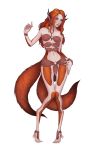  2019 2_tails 6_breasts 6_fingers absurd_res animal_humanoid arammurpg areola auburn_hair barefoot biped blush breasts canid canid_humanoid canine canine_humanoid claws clothed clothing curvy_figure digital_drawing_(artwork) digital_media_(artwork) digitigrade eyebrows eyelashes feet female fingers fox_humanoid front_view green_eyes hair hi_res humanoid lips looking_at_viewer mammal mammal_humanoid multi_breast multi_ear multi_tail pose red_hair simple_background solo standing thick_thighs toe_claws toes vrocul white_background wide_hips 