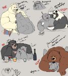  &lt;3 2019 anthro belly black_body black_fur blush brown_body brown_fur butt drunk english_text eyes_closed fur giant_panda group hi_res male male/male mammal moobs overweight overweight_male polar_bear pure_command substance_intoxication text ursid ursine white_body white_fur 