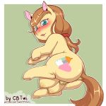  2019 blush border butt cold-blooded-twilight cream_heart cutie_mark digital_media_(artwork) earth_pony equid equine fan_character female feral hi_res hooves horse mammal my_little_pony pony pussy simple_background solo teats text url white_border 