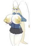  2019 absurd_res antennae_(anatomy) areola arthropod big_breasts breasts clothed clothing female hi_res huge_breasts insect nintendo nipples nishikunsp non-mammal_breasts pheromosa pok&eacute;mon pok&eacute;mon_(species) simple_background solo ultra_beast video_games white_background white_body white_skin yellow_nipples 