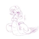  1:1 2014 areola big_breasts breasts curled_hair cutie_mark eyeshadow forked_tongue friendship_is_magic hair hi_res horn hypnofur makeup monochrome my_little_pony naga nipples open_mouth rarity_(mlp) reptile scalie serpentine sketch snake tongue 