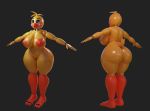  2019 3_toes 3d_(artwork) 5_fingers absurd_res animatronic areola avian beak big_butt biped bird blue_eyes blush blush_stickers breasts butt chicken curvy_figure digital_media_(artwork) doll_joints eyeliner feathers female fingers five_nights_at_freddy&#039;s five_nights_at_freddy&#039;s_2 front_view galliform gallus_(genus) grey_background head_tuft hi_res humanoid_hands machine makeup multiple_images navel nipples non-mammal_breasts nude orange_areola orange_beak orange_nipples phasianid rear_view robot runabo simple_background solo standing t_pose tail_feathers thick_thighs toes toy_chica_(fnaf) tuft video_games voluptuous wide_hips yellow_body yellow_feathers 