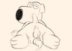  2019 absurd_res animal_genitalia animal_penis anthro anus backsack balls bedroom_eyes black_nose bodily_fluids brian_griffin butt canid canine canine_penis canis cum domestic_dog erection family_guy genital_fluids half-closed_eyes hi_res knot looking_at_viewer lying magzol male mammal nude on_front on_model paws penis perineum presenting presenting_hindquarters seductive sketch solo tailwag 