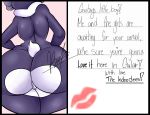  2019 anthro big_butt butt female hi_res indeedee letter mammal nic-m-lyc nintendo nude pok&eacute;mon pussy simple_background solo text thick_thighs unknown_pok&eacute;mon video_games 