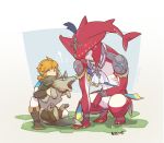  2017 ambiguous_gender angry biped blonde_hair blue_eyes breath_of_the_wild canid canine canis claws crouching feral fur hair humanoid hylian link link_(wolf_form) male mammal marine mojaranmo_(artist) nintendo open_mouth prince_sidon quadruped simple_background size_difference square_crossover the_legend_of_zelda toe_claws video_games wolf zora 
