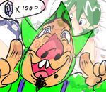  1girl blue_eyes censored chain green_hair pink_eyes saria the_legend_of_zelda tingle 