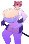  anthro big_breasts breasts capdocks cleavage clothed clothing female huge_breasts hyper hyper_breasts mammal simple_background 
