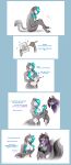  2019 anthro black_nose breasts canid canine canis comic cyan_(cionstarrion) drawing duo ear_piercing female hi_res mammal navel nude piercing plushie simple_background slightly_chubby smile strawberrytfs surprise tailwag taliatsune_furoshina white_background wolf 