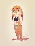  absurd_res anthro barefoot brown_body brown_eyes brown_fur cider_(ciderbunart) clothed clothing crop_top ears_down female front_view fur head_tuft hi_res lagomorph leporid looking_at_viewer mammal midriff open_mouth panties pivoted_ears pointedfox rabbit shadow shirt simple_background solo standing tan_background tan_body tan_fur topwear tuft underwear 