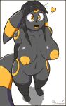  2019 absurd_res anise_(quin-nsfw) anthro areola big_breasts black_body black_fur black_hair breasts clothing eeveelution female fur gloves hair handwear hi_res huge_breasts long_hair looking_at_viewer mammal nintendo nipples pok&eacute;mon pok&eacute;mon_(species) quin-nsfw simple_background umbreon video_games yellow_areola 