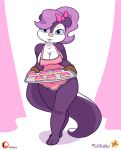  &lt;3 animated anthro apron apron_only big_breasts bow breasts cleavage clothed clothing cookie female fifi_la_fume food fur furboz hair jiggle looking_at_viewer mammal mephitid mostly_nude multicolored_body multicolored_fur purple_body purple_fur purple_hair short_playtime skunk solo tiny_toon_adventures tray warner_brothers white_body white_fur wide_hips 