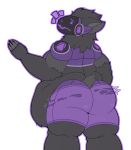  2019 absurd_res alpha_channel anthro belly big_belly big_butt black_body black_fur butt clothing digital_media_(artwork) embarrassed fluffy fur grey_body grey_fur hi_res looking_back machine male neck_tuft obese obese_male outline overweight overweight_male protogen robot simple_background solo thefoxydragon thick_thighs torn_clothing transparent_background tuft underwear wardrobe_malfunction 