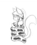  anthro big_breasts breasts clothed clothing coiling digital_media_(artwork) domestic_cat felid feline felis female female_on_feral feral fluffy fluffy_tail hair hypnofur hypnosis mammal mind_control monochrome reptile ringed_eyes scalie shirt sketch snake submissive submissive_female tank_top topwear 