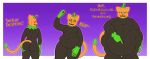  2019 absurd_res animate_inanimate anthro anthrofied belly big_belly black_body black_sclera bodily_fluids butt digital_media_(artwork) domestic_cat english_text felid feline felis flora_fauna food food_creature fruit green_eyes hi_res holding_object living_fruit looking_at_viewer male mammal moobs nipples obese obese_male open_mouth overweight overweight_male plant pumkat pumpkin simple_background sweat sweatdrop text thefoxydragon thick_thighs tongue weight_gain 