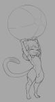  absurd_res anthro ball beach_ball bulge clothed clothing crossdressing domestic_cat eyes_closed felid feline felis girly hi_res humanoid male mammal open_mouth swimwear thecon 