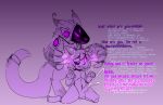  2018 anthro balls bodily_fluids brainwashing corruption cum cumshot cybernetics dialogue domestic_cat duo ejaculation felid feline felis forced genital_fluids glowing glowing_eyes hi_res kaitty kaittycat kneeling machine male mammal mind_control nude orgasm penis programming protogen purple_eyes rape reprogramming simple_background 