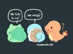  3others angry bulbasaur charmander chibi commentary english_commentary english_text flat_color highres looking_away mahoukarp multiple_others no_humans pokemon pokemon_(game) pokemon_rgby pokemon_swsh squirtle 
