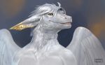  2019 anthro dragon fur furred_dragon hair kaspar_(character) madness_demon male portrait solo teeth wings yellow_eyes 