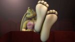  3d_(artwork) 4_toes animated anthro big_breasts breasts buckteeth cleavage clothed clothing digital_media_(artwork) female food foot_fetish foot_focus fur green_eyes jenn_(zp92) lagomorph leporid mammal popcorn rabbit solo teeth theater toes yellow_body yellow_fur zp92 