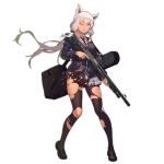  1girl alternate_costume animal_ears bag bangs black_footwear black_legwear blonde_hair breasts cat_ears collared_shirt damaged dark_skin fangdan_runiu floating_hair full_body girls_frontline gradient_hair green_nails gun hair_ornament hairclip holding holding_gun holding_weapon large_breasts loafers long_hair long_sleeves looking_at_viewer m590_(girls_frontline) multicolored_hair official_art one_eye_closed open_mouth pantyhose plaid plaid_skirt pleated_skirt purple_cardigan purple_skirt red_neckwear school_bag school_uniform shirt shoes skirt solo tied_hair torn_clothes torn_legwear transparent_background walking weapon weapon_bag white_hair white_shirt yellow_eyes 