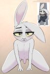  absurd_res all_fours bite biting_lip fluffytuft foreskin fur girly hi_res invalid_tag lagomorph leporid looking_at_viewer male mammal nipples nude penis rabbit smile solo texi_(yitexity) thick_thighs uncut uncut_cock white_body white_fur wide_hips 