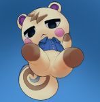  2019 animal_crossing bottomless butt clothed clothing digital_media_(artwork) fur low-angle_view male mammal marshal_(animal_crossing) nintendo rodent sciurid simple_background solo tree_squirrel video_games white_body 