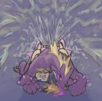  2019 anthro asbie bodily_fluids cum cum_inside digital_drawing_(drawing) digital_media_(artwork) duo ejaculation electricity fur genital_fluids hair hi_res kissing male male/male mane multicolored_body nintendo poison pok&eacute;mon pok&eacute;mon_(species) purple_body purple_scales quilava reptile scales scalie sex simple_background size_difference spikes thisishel toxtricity two_tone_body unknown_pok&eacute;mon video_games 
