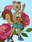  animated bottomwear chipmunk clothing cub female ground_squirrel kitsune2000 low_res mammal rodent sah sciurid shorts sportswear traditional_media_(artwork) young 