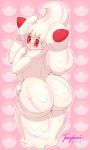  2019 :o alcremie back_boob big_breasts big_butt blush breasts butt butt_focus digital_drawing_(artwork) digital_media_(artwork) eyebrows eyelashes female flustered food food_creature food_humanoid fruit full-length_portrait goo_creature goo_hair goo_humanoid hair hand_on_hip hi_res huge_breasts huge_butt humanoid juicydemon light lighting looking_at_viewer looking_back nintendo not_furry nude open_mouth outline pink_background pink_theme plant pok&eacute;ball pok&eacute;ball_background pok&eacute;mon pok&eacute;mon_(species) pok&eacute;morph portrait pseudo_hair raised_inner_eyebrows rear_view red_eyebrows red_eyes shadow simple_background solo standing strawberry surprise uniped video_games whipped_cream white_body white_hair wide_eyed 