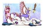  2019 equid female feral flurry_heart_(mlp) friendship_is_magic group hi_res horn husband_and_wife inuhoshi-to-darkpen magic male mammal married_couple my_little_pony princess_cadance_(mlp) romantic_couple shining_armor_(mlp) unicorn winged_unicorn wings 
