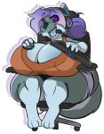  anthro big_breasts breasts canid canine cleavage clothed clothing female huge_breasts hyper hyper_breasts mammal nipple_outline pofuilly solo thick_thighs 