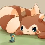  1:1 2019 blue_body brown_body brown_fur duo fur furret hi_res ke_mo_suke macro marshtomp nintendo pok&eacute;mon pok&eacute;mon_(species) video_games 