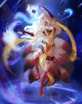  anthro canid canine clothed clothing dancing female fox fully_clothed hair hi_res iehira long_hair looking_at_viewer mammal merime multi_tail safe shaded space standing tagme 