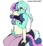  absurd_res anthro anthro_on_anthro anthrofied assisted_exposure bonbon_(mlp) breast_grab breast_squeeze breasts clothed clothing duo earth_pony equid equine female female/female friendship_is_magic hand_on_breast hi_res horn horse lyra_heartstrings_(mlp) mammal midriff my_little_pony nipples one_breast_out pony rainbowsprinklesart undressing unicorn 