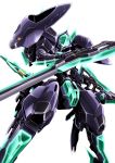  absurdres commentary_request frame_arms gun highres holding holding_weapon hresvelgr_(frame_arms) kumichou_(ef65-1118-ef81-95) looking_at_viewer mecha no_humans robot solo standing sword visor weapon white_background 