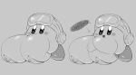  2019 big_breasts blush breasts eyewear female goggles greyscale headgear hi_res holding_breast japanese_text kirby kirby_(series) monochrome multiple_versions nintendo not_furry open_mouth open_smile sakana8888888 smile solo text translucent video_games waddling_head 