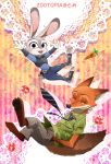  abstract_background anthro black_nose bottomwear canid canine carrot_pen claws clothed clothing disney duo floating food fox fully_clothed fur green_eyes green_kco grey_body grey_fur hi_res inner_ear_fluff judy_hopps lagomorph leporid looking_at_viewer mammal neck_tuft necktie nick_wilde orange_body orange_fur pants pawpads pawpsicle police_uniform popsicle purple_eyes rabbit red_fox shirt smile toe_claws toeless_legwear topwear tuft uniform zootopia 