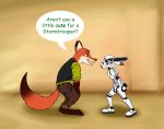  absurd_res canid canine clothed clothing disney fox hi_res judy_hopps lagomorph leporid mammal nick_wilde rabbit redtriangle star_wars stormtrooper text zootopia 