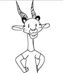  2019 ambiguous_gender antelope anthro bovid chico_(fuel) clothed clothing disguise facial_markings fuel_(artist) gazelle hands_on_hips head_markings horn mammal markings mask nate_(smugbeverage) shirt simple_background solo t-shirt topwear white_background 