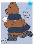  2019 absurd_res anthro brown_body brown_fur bunnybara butt cartoon_network clothed clothing crossdressing fur grizzly_(wbb) hi_res male mammal solo underwear ursid we_bare_bears 